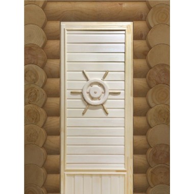 Деревянная дверь 185\75 для бани Штурвал Эконом