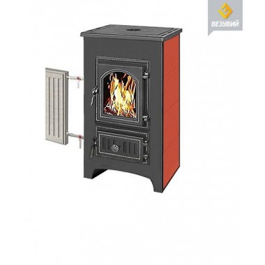    	 Печь-Камин  ВЕЗУВИЙ ПК-01 (270) с плитой и т/о красн. 9 кВт (150 м3) Ø 115 мм