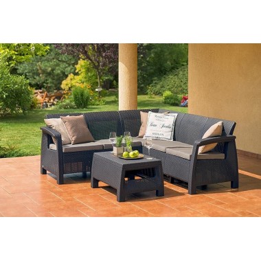 УГЛОВАЯ МЕБЕЛЬ ДЛЯ САДА CORFU RELAX SET, Графит