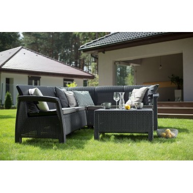 УГЛОВАЯ МЕБЕЛЬ ДЛЯ САДА CORFU RELAX SET, Графит