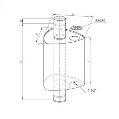 Бак "Комфорт" (AISI 201/1.0) треугольный на трубе 67л Ф115