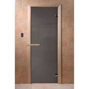 Стеклянная Дверь в баню Doorwood, 700*1900, 6 мм (Графит прозрачная) 2 петли