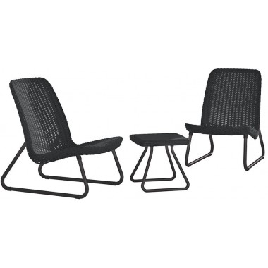 НАБОР УЛИЧНОЙ МЕБЕЛИ (2 КРЕСЛА, СТОЛИК) RIO PATIO SET, ГРАФИТ