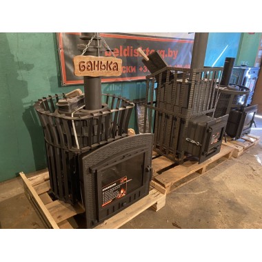 Печь чугунная для бани Гефест AVANGARD ЗК 24 (П2) Ураган в сетке Тюльпан