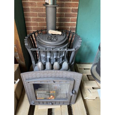 Печь чугунная для бани Гефест AVANGARD ЗК 24 (П2) Ураган в сетке Тюльпан