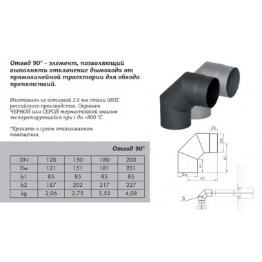 Отвод КПД 90° 2 мм с ревизией
