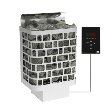 SAWO Электрическая печь Krios настенная, 4,5 кВт, нерж. сталь, артикул KRI-45Ni2-P, выносной пульт (встроенный блок мощности, пульт покупается отдельно)