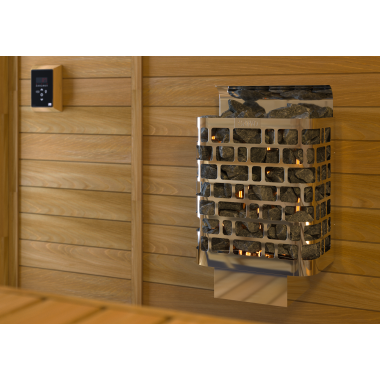 SAWO Электрическая печь Krios настенная, 4,5 кВт, нерж. сталь, артикул KRI-45Ni2-P, выносной пульт (встроенный блок мощности, пульт покупается отдельно)