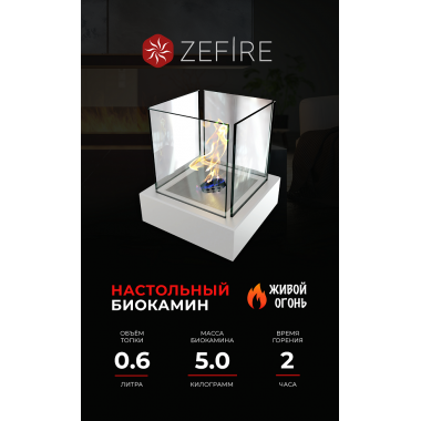 Биокамин Quant metall белый (ZeFire)