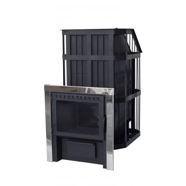 Печь банная "Сибирь" с закрытой каменкой. Панорамная дверца