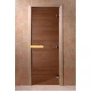 Стеклянная Дверь в баню 700*1900 DoorWood (Бронза, стекло 8мм, 3 петли, коробка осина)