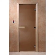 Стеклянная Дверь в баню 700*2000 DoorWood,8мм (Бронзовое Матовое), коробка осина